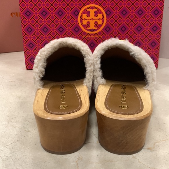 TORY BURCH JESSA SHEARLING CLOG COLOR BUTTERMILK AND ROYAL TAN MADE IN BRAZIL 8 - Picture 8 of 15